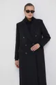 Vlnený kabát Sisley čierna