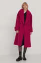 Μάλλινο παλτό HUGO ροζ