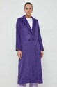 Twinset płaszcz z domieszką wełny fioletowy 232TT2260