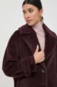 bordowy Marella płaszcz wełniany