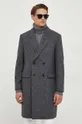 Kabát s prímesou vlny Sisley sivá