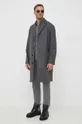 Vlnený kabát Calvin Klein sivá