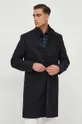 Μάλλινο παλτό Calvin Klein σκούρο μπλε