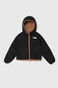 Дитяча двостороння куртка The North Face B REVERSIBLE NORTH DOWN HOODED JACKET коричневий