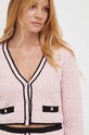 Twinset kardigan z domieszką wełny różowy 232AP3280