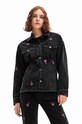 Desigual geacă din denim 23WWED33 WOMAN DENIM TRUCKER JACKET cu captuseala negru 23WWED33