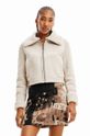 Куртка Desigual 23WWEW05 WOMAN WOVEN PU COAT без підкладки бежевий 23WWEW05