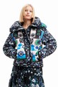 Bunda Desigual 23WWEW93 WOMAN WOVEN PADDED SHORT OVERCO bez podšívky námořnická modř 23WWEW93