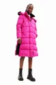rózsaszín Desigual kabát 23WWEWAZ WOMAN WOVEN PADDED LONG OVERCOA Női