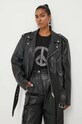 Odzież Moschino Jeans ramoneska skórzana 3701.8221 czarny