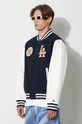 navy New Era wool blend bomber jacket