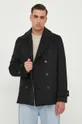 čierna Vlnený kabát United Colors of Benetton