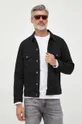 czarny Sisley kurtka jeansowa Męski