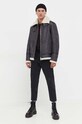 Δερμάτινο μπουφάν HUGO 50496630 γκρί AW23