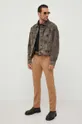 Rifľová bunda Calvin Klein Jeans hnedá