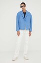American Vintage geaca de lana DADO17ICH23 albastru AW23