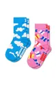 ροζ Παιδικές κάλτσες Happy Socks Flying High Socks 2-pack Για κορίτσια