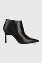 Kožne gležnjače Calvin Klein WRAP STILETTO ANKLE zrnata koža crna HW0HW01600