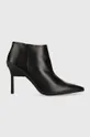 μαύρο Δερμάτινες μπότες Calvin Klein WRAP STILETTO ANKLE Γυναικεία