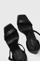 czarny Calvin Klein sandały skórzane GEO STILETTO SANDAL