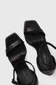 čierna Kožené sandále Calvin Klein GEO STILETTO SANDAL