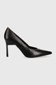 Kožené lodičky Calvin Klein GEO STILETTO PUMP 90 usňová koža čierna HW0HW01769