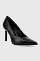 Calvin Klein szpilki skórzane GEO STILETTO PUMP 90 czarny