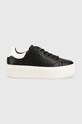 Calvin Klein sneakersy skórzane SQUARED FLATFORM CUP platforma czarny HW0HW01775