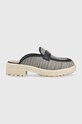 Tommy Hilfiger klapki TH WOVEN MULE LOAFER tekstylny granatowy FW0FW07223