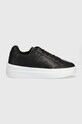 Usnjene superge Tommy Hilfiger EMBOSSED COURT SNEAKER Platforma črna FW0FW07297