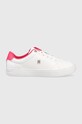 Кожаные кроссовки Tommy Hilfiger ELEVATED ESSENTIAL COURT SNEAKER плоская белый FW0FW07377