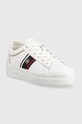 Tommy Hilfiger sneakersy skórzane CORP WEBBING COURT FW0FW07387 biały AW23