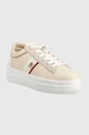 Tommy Hilfiger sneakersy skórzane CORP WEBBING COURT FW0FW07387 beżowy AW23