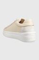 Obuwie Tommy Hilfiger sneakersy skórzane CORP WEBBING COURT FW0FW07387 beżowy