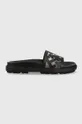 nero Tommy Hilfiger infradito in pelle TH ELEVATED FLAT SANDAL Donna