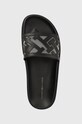 Δερμάτινες παντόφλες Tommy Hilfiger TH ELEVATED FLAT SANDAL μαύρο FW0FW07407