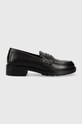 Tommy Hilfiger mokasyny skórzane TH ICONIC LOAFER płaski czarny FW0FW07412