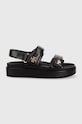 Tory Burch sandały skórzane Kira Sport płaski czarny 144328.001