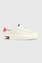 Шкіряні кросівки Tommy Jeans TJW LEATHER VULC. FLATFORM шкіра з покриттям бежевий EN0EN02203