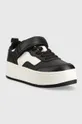 Δερμάτινα αθλητικά παπούτσια Tommy Jeans TJW VELCRO FLATFORM μαύρο