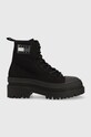 Tommy Jeans botine TJW FOXING CANVAS BOOT 5-8 cm negru EN0EN02216