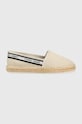 Εσπαντρίγιες Tommy Jeans TJW FLATFORM WEBBING φλατ μπεζ EN0EN02362