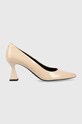 HUGO szpilki skórzane Rebecca Pump 70-P szpic beżowy 50498084.110