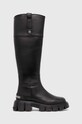 Love Moschino kozaki skórzane nieocieplane czarny JA26015G1HIA0000