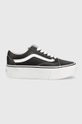 μαύρο Δερμάτινα ελαφριά παπούτσια Vans Old Skool Stackform Γυναικεία