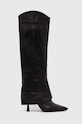 AGL kozaki skórzane LETIZIA BOOT nieocieplane czarny D247509PCSOFTY0000