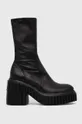 μαύρο Δερμάτινες μπότες AGL TIGGY STRETCH Γυναικεία