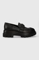 AGL mokasyny skórzane CELESTE platforma czarny D756026PGKA0761013
