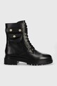 Lauren Ralph Lauren workery skórzane Cammie płaski czarny 802916475001.001
