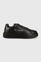 Karl Lagerfeld sneakers din piele MAXI KUP plată negru KL62223F.00X